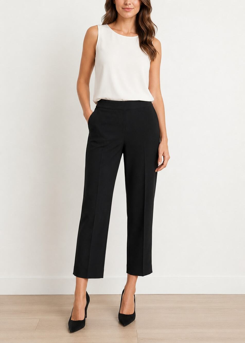 St. John Caviar Black Straight Leg Dress Pants Women’s Size 8 USA Career
